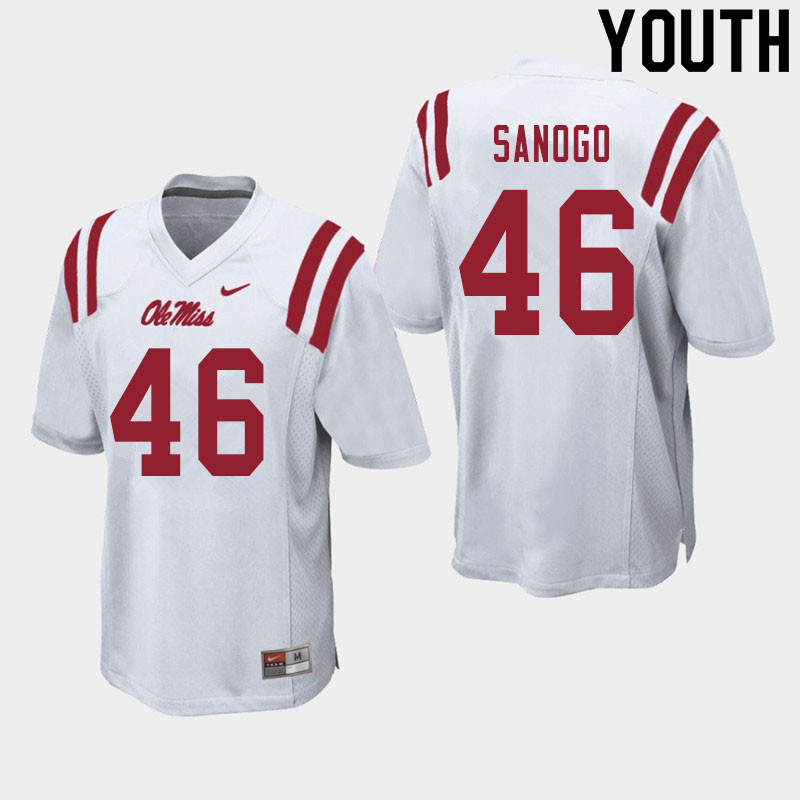 MoMo Sanogo Ole Miss Rebels NCAA Youth White #46 Stitched Limited College Football Jersey KAQ3758GH
